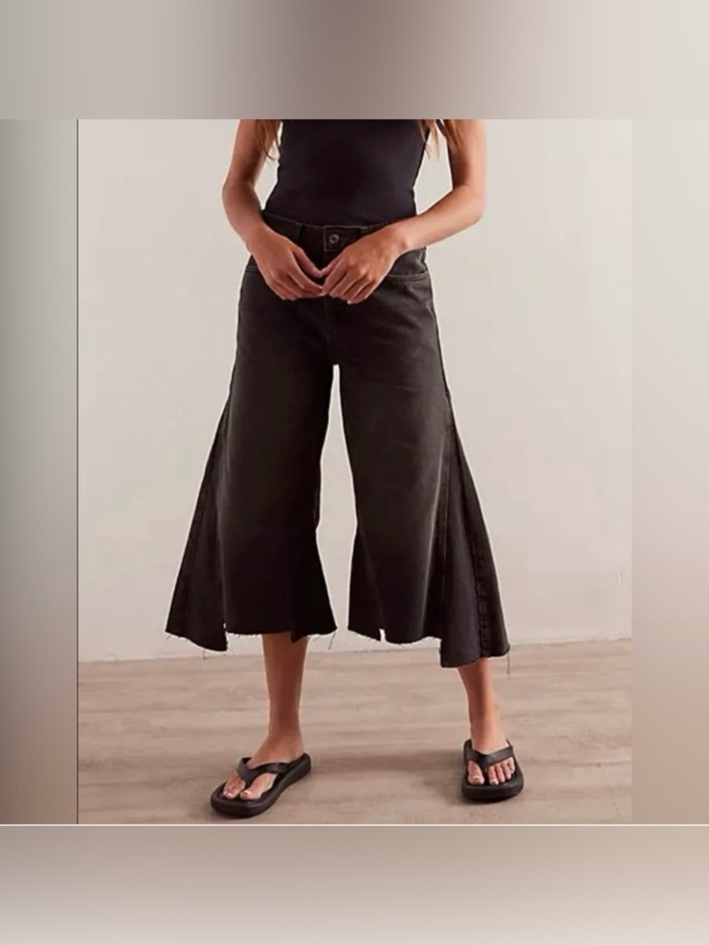 We the Free Ripple Wide Leg Crop Jeans - Fade to Black - Size 30